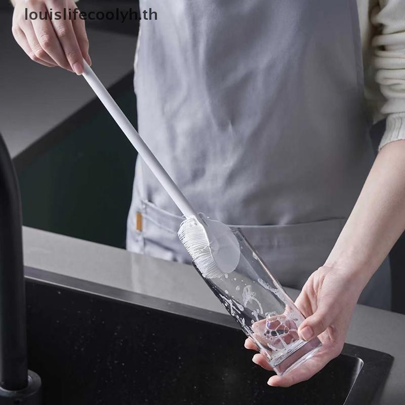 Louislifecoolyh แปรงทําความสะอาดถ้วยด้ามยาวสําหรับขวดนม Wineglass ถ้วย CCD