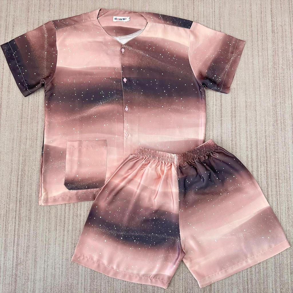 BROWN STAR DUST SILK PAJAMAS