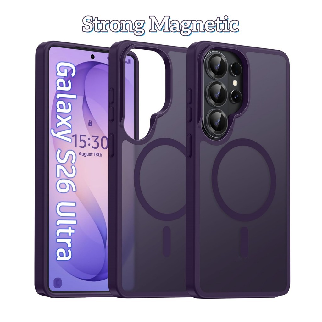 SAMSUNG Frosted Stongแม่เหล็กสําหรับSamsung Galaxy S26 Plus S25 FE S24 Plus S23 UltraกรณีMatte Hardโปร่งแสงกันกระแทกAnti-Scratch Slim Fit Cover