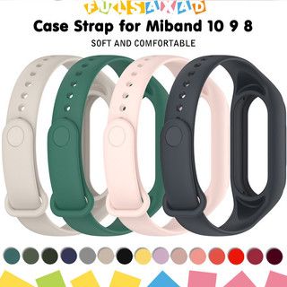 ซิลิโคนกันน้ำกรณีพลัสสาย for Miband 10 9 8 ซิลิโคนกีฬาปกอ่อนป้องกันหน้าจอเข็มขัดสำหรับ for Xiaomi Mi Band 10 9 8 NFC