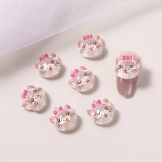 30 ชิ้นเรซิ่นมินิการ์ตูน Sanrio ตุ๊กตาหมี, ลูกแมว, ผึ้ง, bee bottle Charms Rhinestones DIY Craft สําหรับเล็บ 3D เครื่องประดับ