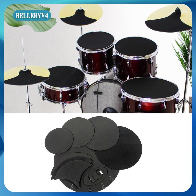 [helleryv4] Drum Kit Damper Mute Pads Drum Practice Pad Set โฟมลดเสียงรบกวนชิ้นส่วนซิลิโคนสําหรับบ่ว