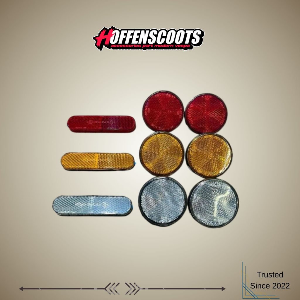 MATA Euro White Red Yellow Reflector Cat Eye Vespa Sprint Primavera S LX LXV GTS
