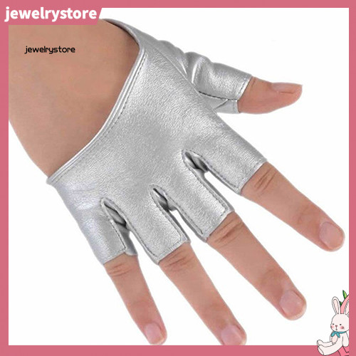 JEW Lady Fashion Faux Leather Half Finger Gloves Driving Pole Dancing Show Gloves