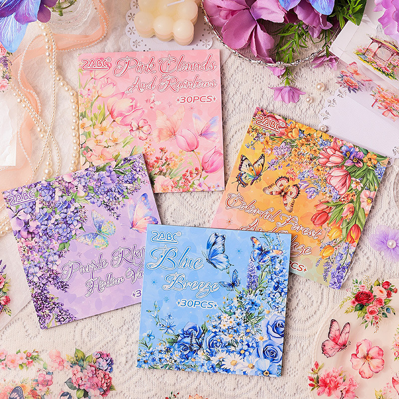 Cross-Border Exclusive Supply Fog Lock Mountain Flower Creative Sticker Sticker Book Butterfly Handb