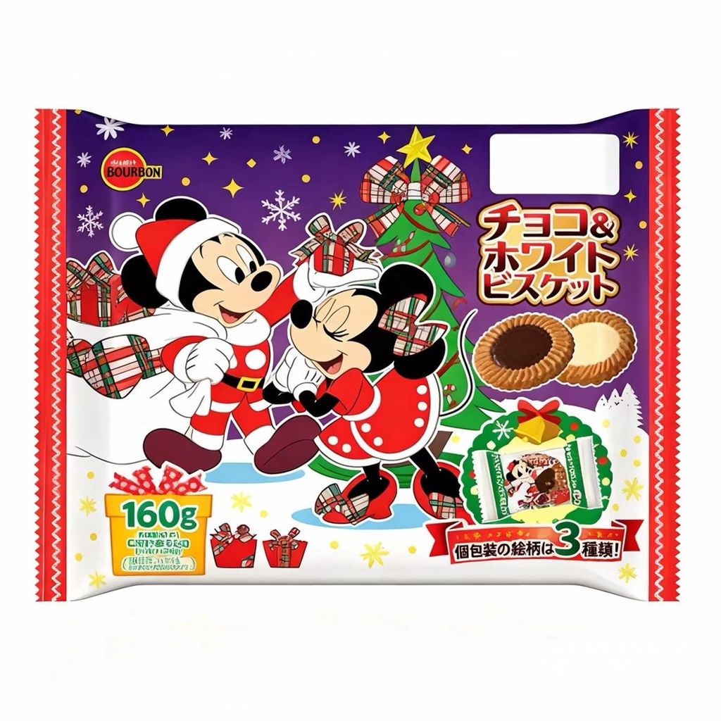 2025 Christmas Limited ญี่ปุ่นนําเข้า Bourbon Bourbon Disney Chocolate White Cream Sandwich Biscuits