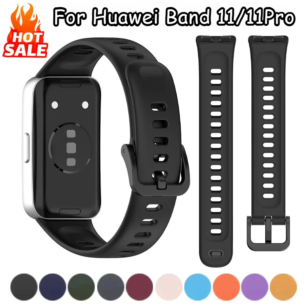สายนาฬิกาซิลิโคนแท้สำหรับ Huawei Band 11 11Pro อุปกรณ์เสริมสายนาฬิกาสำรอง