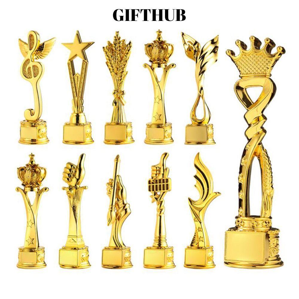 LULLABY Pentagram Trophy, Crown Pentagram Rose Microphone Music Competition Trophy Medal, Creative Gold Color Multi Size Universal เหรียญเด็กรางวัล