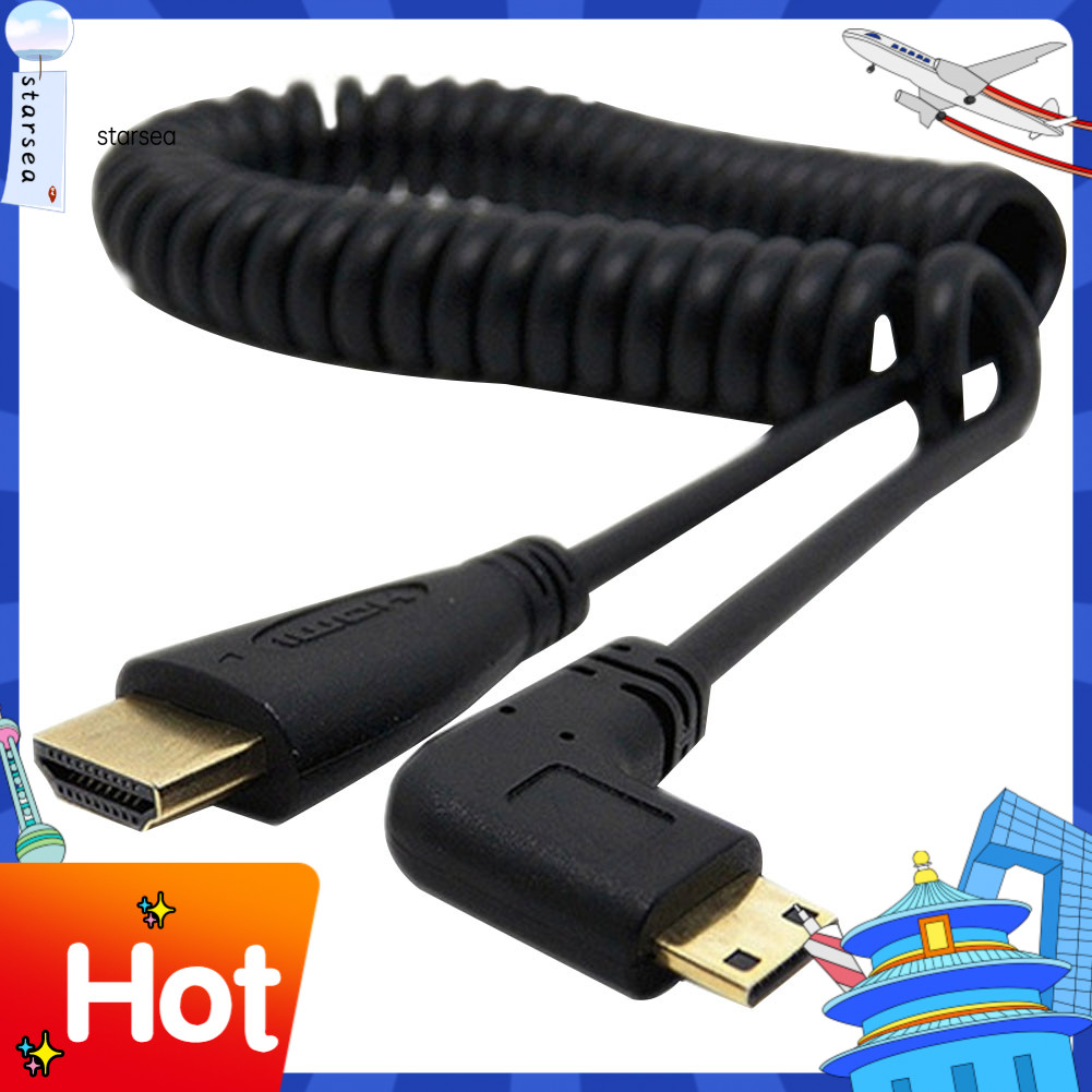 SRA ZK Mini HDMI เข้ากันได้กับ HDMI ชาย 90 องศามุมขวาอะแดปเตอร์ฤดูใบไม้ผลิสําหรับ SLR PC