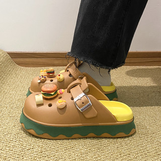 รองเท้าแตะผู้หญิง EVA พื้นหนา 5 ซม. มีรูหัวปิด กันลื่น นุ่มส…