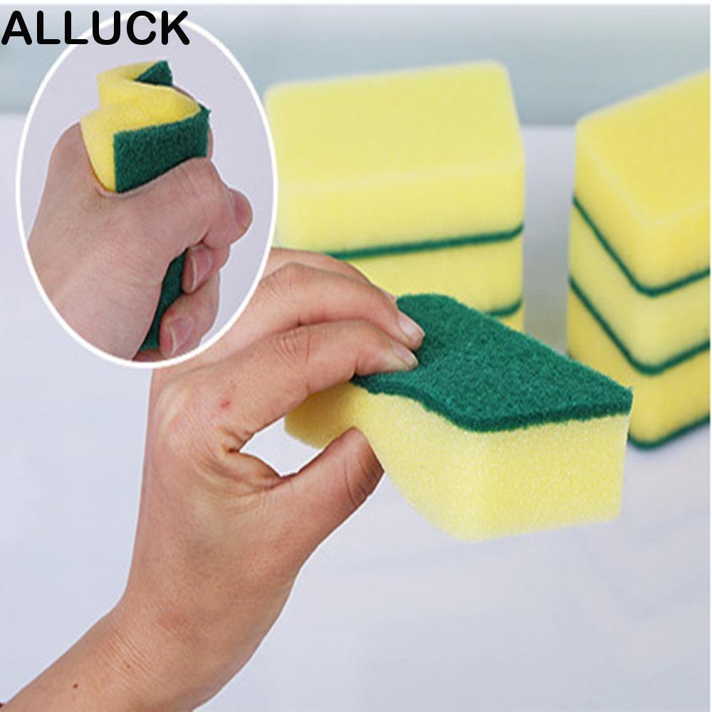 ALLUCK แผ่นขัดถู, ฟองน้ําทําความสะอาดห้องครัวฟองน้ําล้างจาน, เครื่องมือทําความสะอาดในครัวเรือนแบบใช้ซ้ําได้ ผ้าเช็ดทําความสะอาด