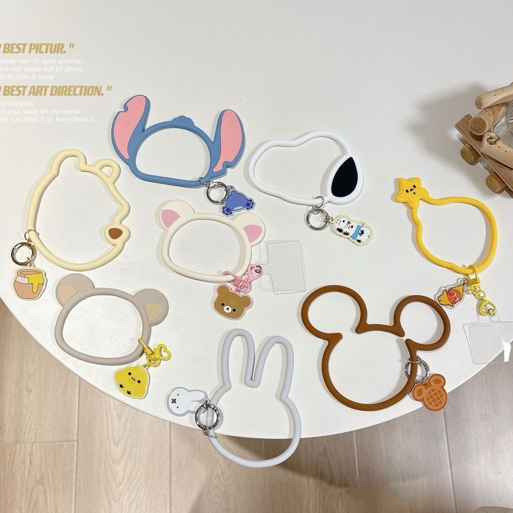 Miffy Rabbit ซิลิโคนเชือกเส้นเล็กโทรศัพท์มือถือ Miffy Stitch จี้สร้อยข้อมือ Snoopy พวงกุญแจข้อมือ Universal การ์ตูนน่ารักจี้ป้องกันการสูญหาย