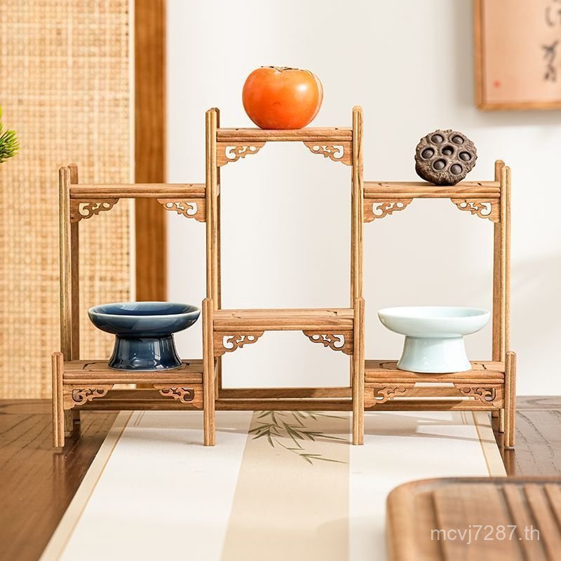 ชั้นวางอเนกประสงค์จีนใหม่|ขาตั้งเครื่องประดับ Zhen Yan Chuan Nostalgic|สามารถใส่ชาชาชุดน้ําชา|วอลนัท