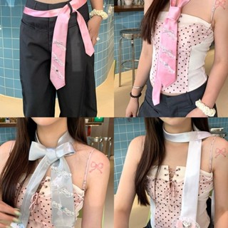 ลูกไม้ Bow Tie สไตล์ Y2K สำหรับสาวหวาน พร้อมสร้อยคอมีลาย