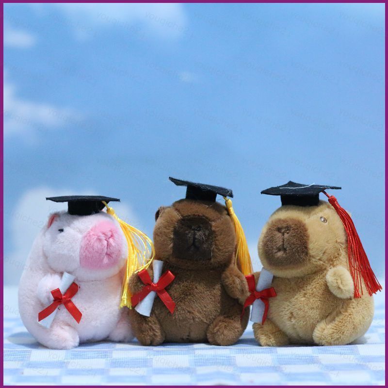 SY2 น่ารัก Capybara สําเร็จการศึกษาหมวกตุ๊กตาตุ๊กตาของขวัญสําเร็จการศึกษาสําหรับเพื่อนกระเป๋าจี้พวงก