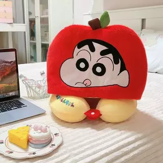 การ์ตูนการ์ตูน Crayon Shin-Chan น่ารัก U-Shaped หมอน Travel Hooded Neck Support Girl Office Nap pp Cotton