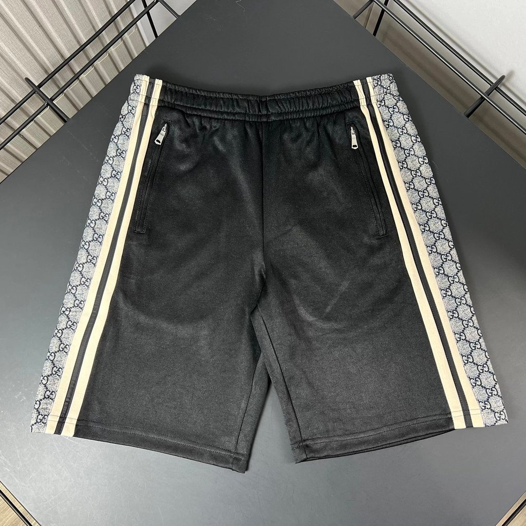 Gucci Classic School Uniform Suit Classic Snake Pattern Webbing Stitching กางเกงขาสั้นสีดํา Sweatpan