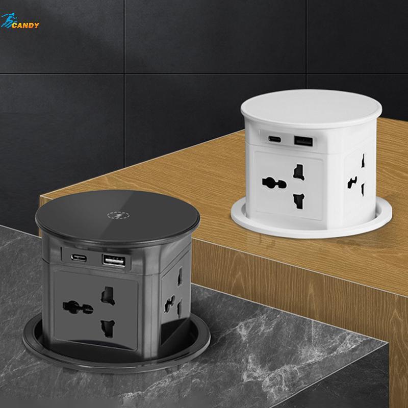 NDY ยกโต๊ะพลังงานอัตโนมัติ Pop Up ลิฟท์ Soet Tower Soet US UK ปลั๊กอะแดปเตอร์ USB ชาร์จไร้สายซ่อน Ou