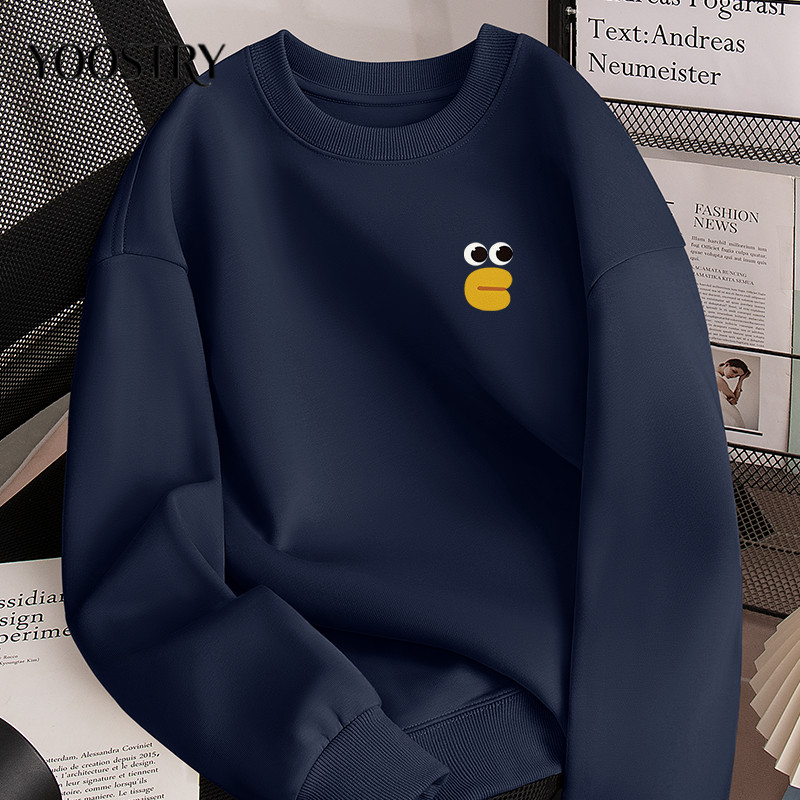 YOOSTRY เสื้อกันหนาว แขนยาว คอกลม ผ้าสำลี นุ่ม ใส่สบาย ทรงหลวม Oversize M-5XL