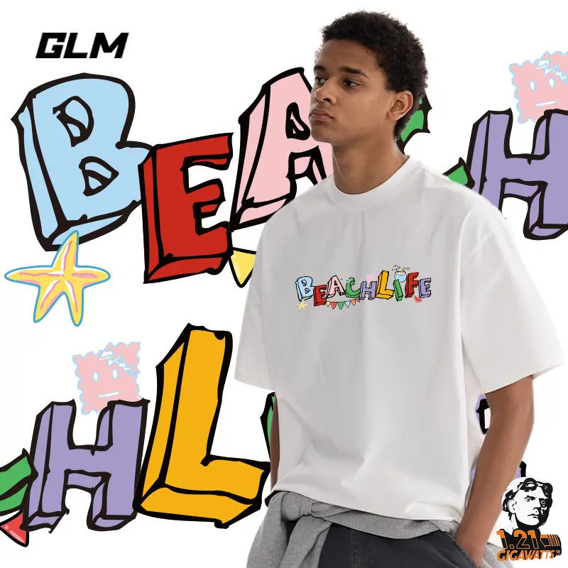 【GLM】soft-2 G3เสื้อยืดคอตตอนลายกราฟฟิตี้อันโดดเด่น! สวมใส่ได้ทุกฤดู ดูดีมีสไตล์ 2025 เสื้อยืด โลโก้ช