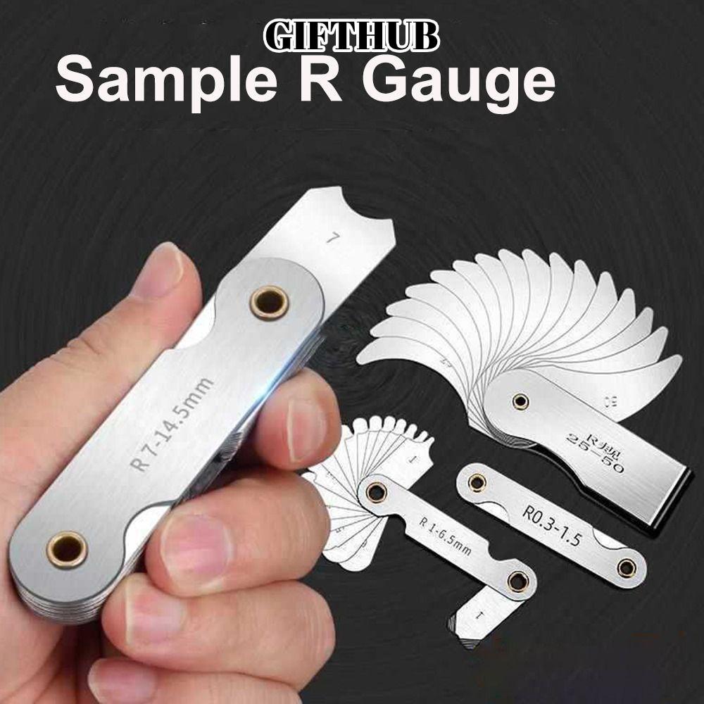 LULLABY 16 ชิ้น/เซ็ต Radius Gauge สแตนเลสสําหรับการวัดอุตสาหกรรมเครื่องกลึงเครื่องมือผสมตัวอย่าง R G