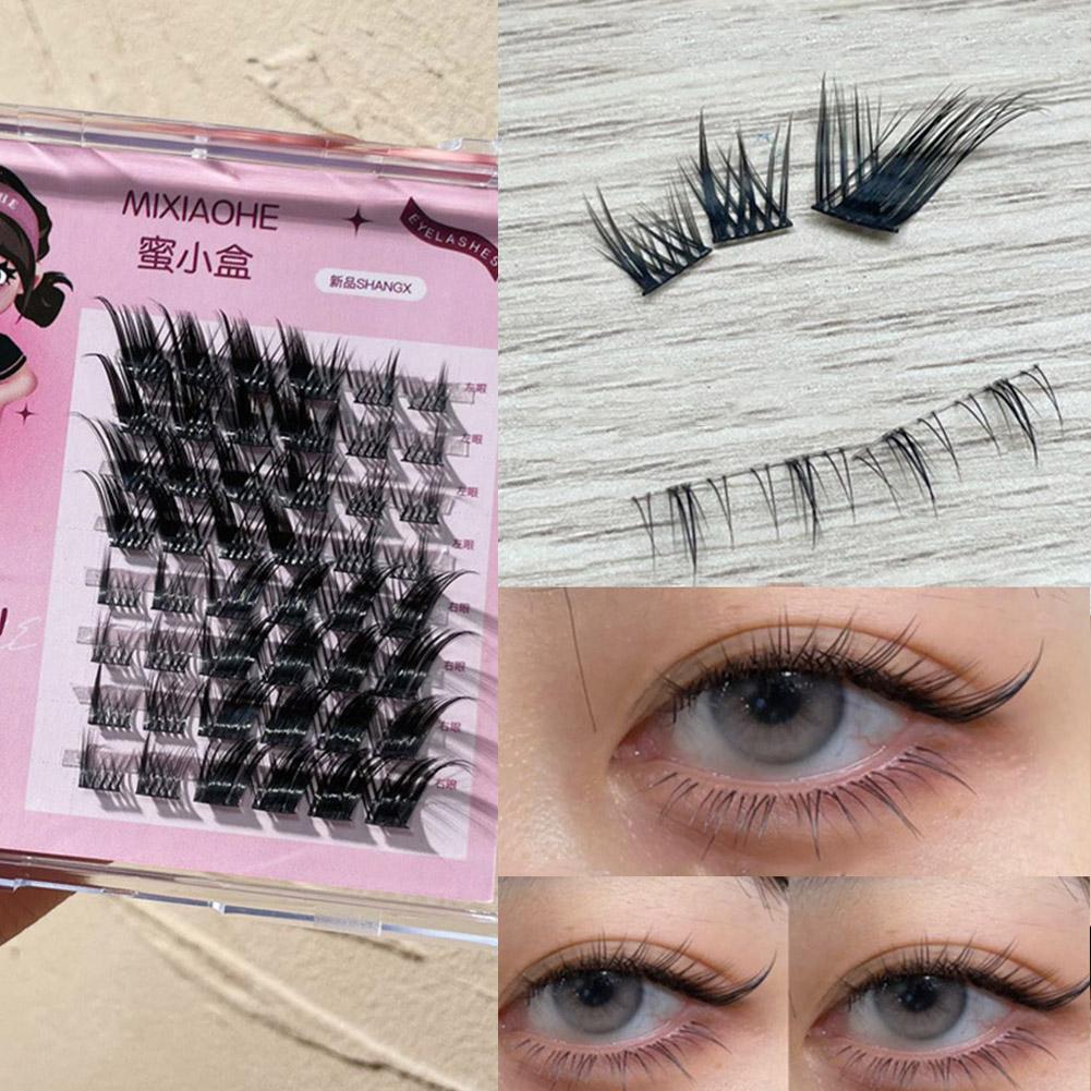 Fox Eye Diy Eyelash Segmented ขนตาปลอมคลัสเตอร์ปุยขนตาแต่งหน้าธรรมชาติ Extension B0l1