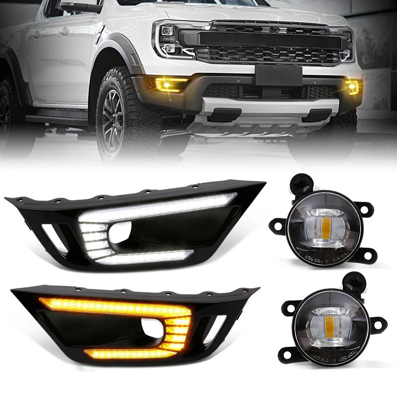 LED DRL หมอกโคมไฟสําหรับ Ford Ranger Raptor 2022 2023 2024 ไฟวิ่งกลางวันรถกันชนด้านหน้าขับรถ Dayligh