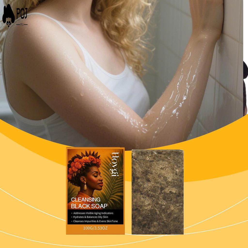 African Black Soap 100g Natural Moisturizing Cleanser สําหรับทุกสภาพผิวด้วย Shea-Butter