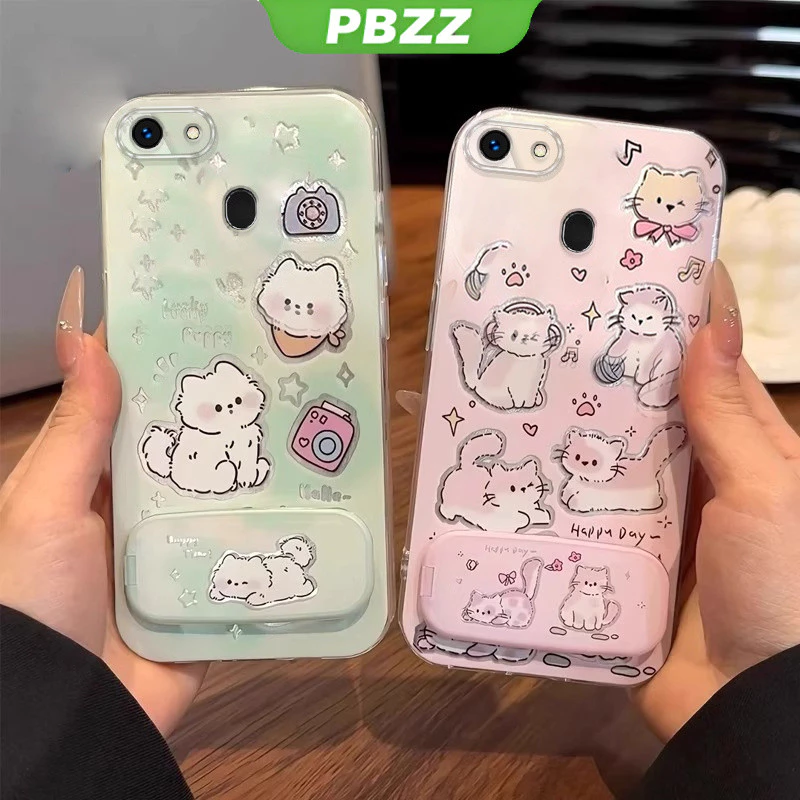 PBZZ FOR เคส เคสสําหรับ OPPO F5 OPPO F7 เคสโทรศัพท์ Softcase ซิลิโคนป้องกันกันกระแทก Clear Cover ดีไซน์ใหม่ความงาม CARTOON CAT พร้อมที่วาง TYMYZJ01