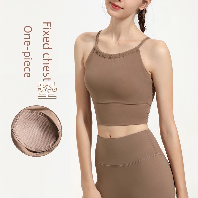 sport bra sport bar ผู้หญิง ชุดชั้นในกีฬากันกระแทก All-in-One Cup สำหรับวิ่งและโยคะ