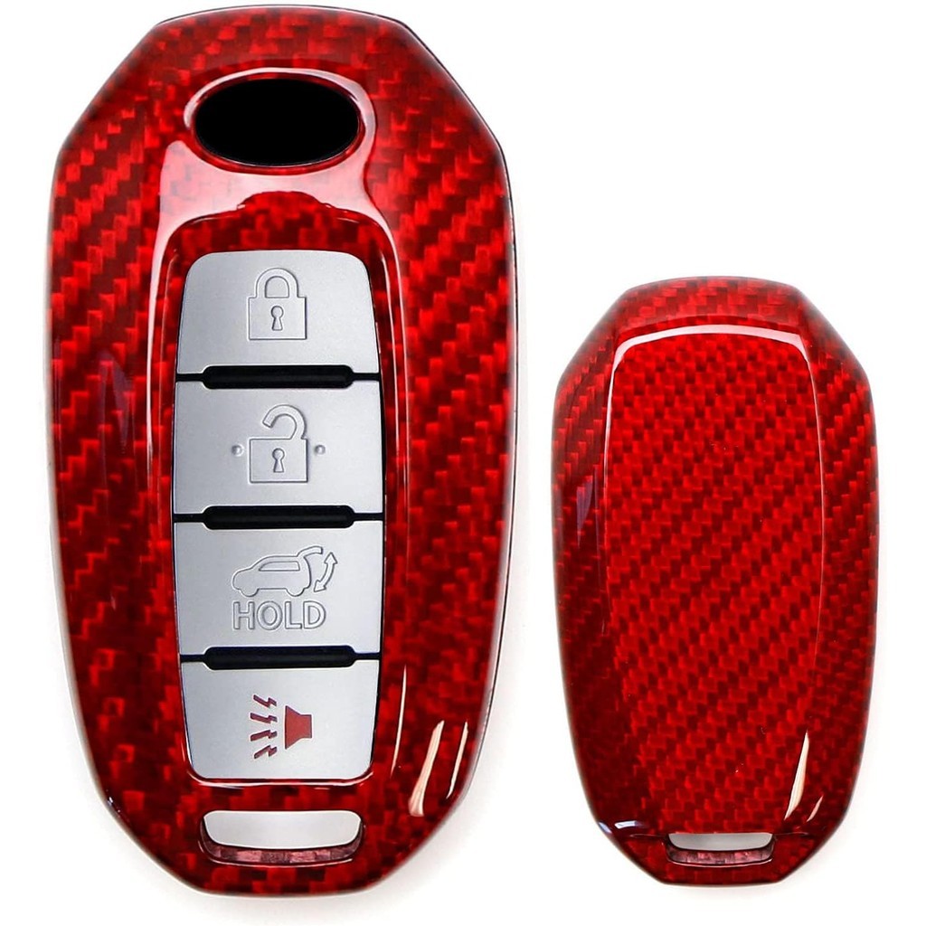 IJDMTOY จริง/ของแท้ Gloss สีแดงคาร์บอนไฟเบอร์ Key Fob Shell Cover, ใช้งานร่วมกับ Infiniti 2020-up Q5