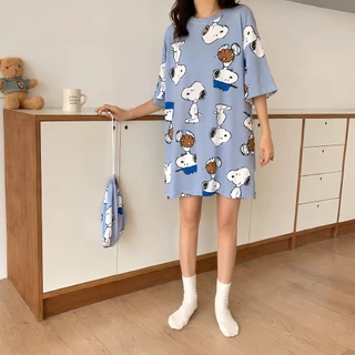 ส่งด่วน💫PAJAMAS HOMEWEAR ชุดนอนกระโปรง ชุดนออนลายการ์ตูน ราคาถูก ชุดใส่อยู่บ้าน ผ้านุ่ม 💕 W017