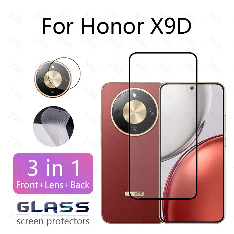 3 In 1 Honor X9D ฟิล์ม ฟิล์มกระจก กระจกนิรภัยป้องกันหน้าจอฟิล์มเลนส์กล้องสําหรับ Honor X6B X6C X7C X