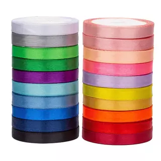 ริบบิ้นซาติน ม้วน 0.6/1/2/2.5/4 ซม. สำหรับห่อของขวัญ ทำดอกไม้ DIY วันหยุด วันเกิด