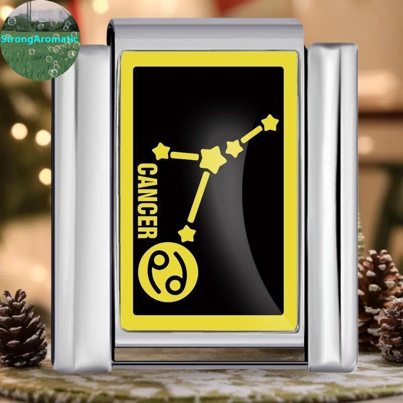 StrongAromatic 12 Zodiac Sign Charms อิตาลี Links Fit 9 มม.Modular Constellation สร้อยข้อมือ DIY เคร