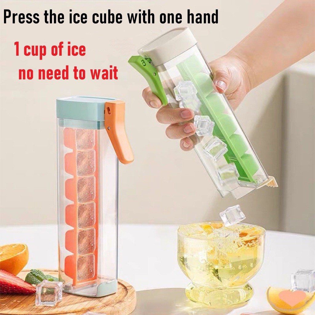 กดก้อนน้ําแข็งมือเดียว ICE CUBE Moulder กดตาข่าย ICE CUBE ถาดพร้อมฝาปิด ICE CUBE กล่องสําหรับตู้แช่แ