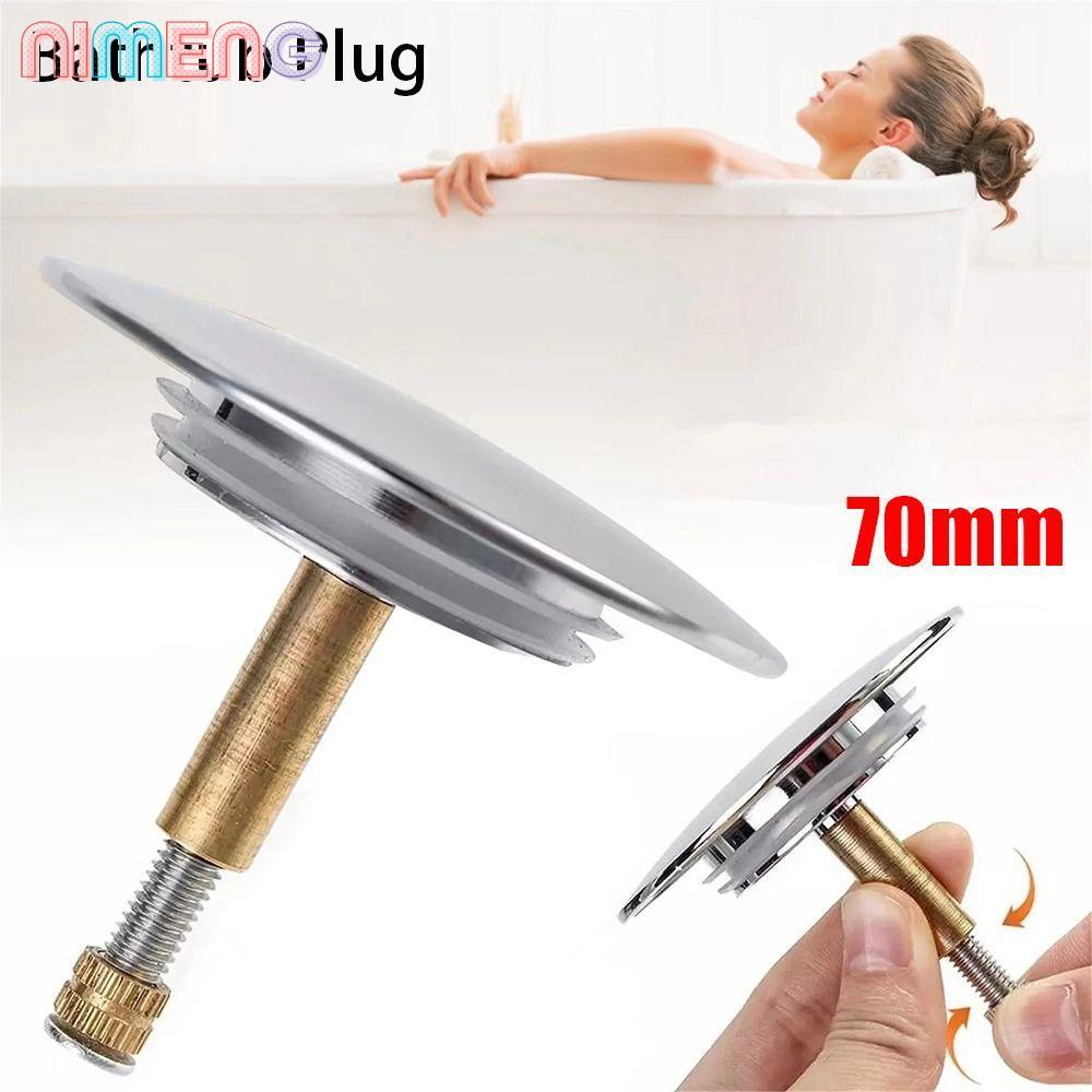 NIMENG 1 ชิ้น Bath Stopper, ปรับเท่านั้นแบนซีลปลั๊กอ่างอาบน้ํา, 70 มม.ทองเหลือง Pop Up Waste Stopper ห้องน้ําอ่างท่อระบายน้ํากรอง