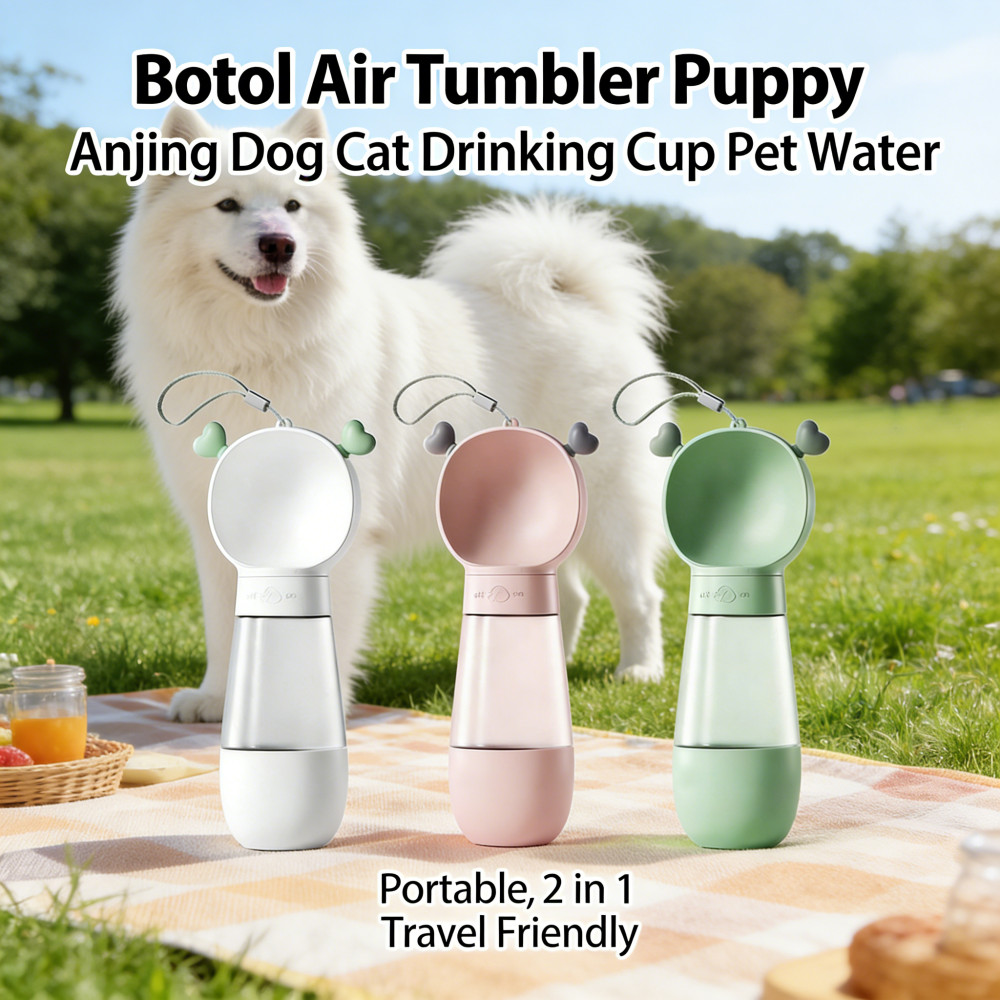 ขวดสัตว์เลี้ยงแบบพกพาน้ําดื่ม Tumbler Travel Dog Cat Puppy ถ้วยอาหาร Anjing Kucing Anjing