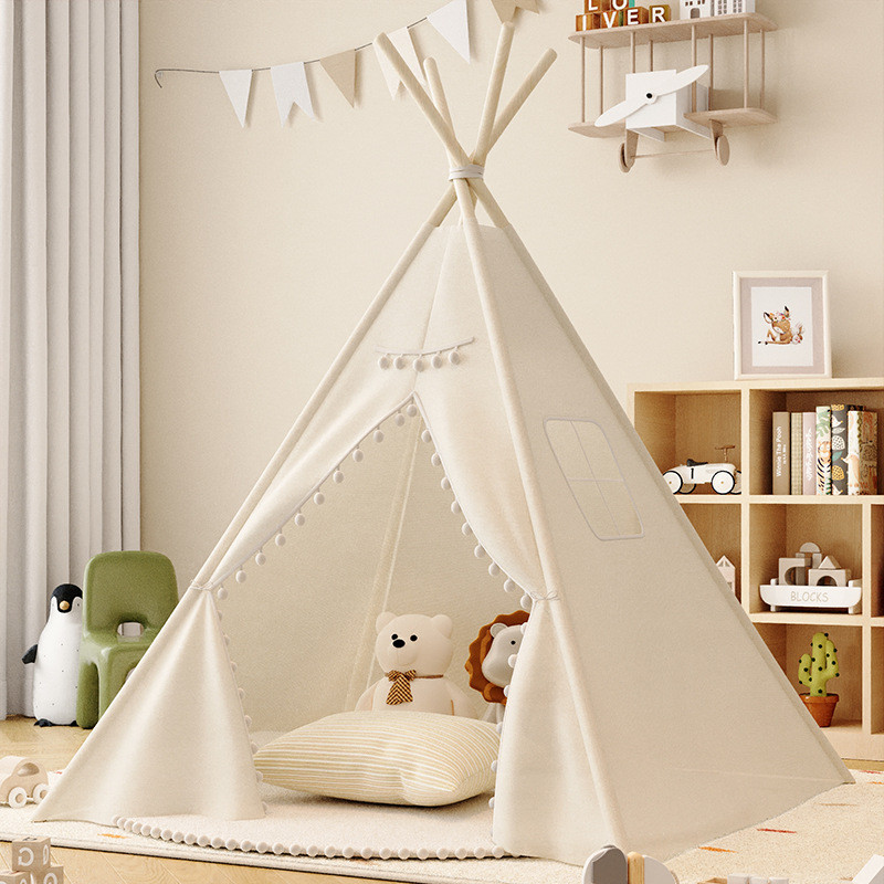 แบบพกพาเด็กเต็นท์ Tipi Play House เด็กผ้าฝ้ายผ้าใบอินเดียเล่นเต็นท์ Wigwam เด็ก Little Beach Teepee 