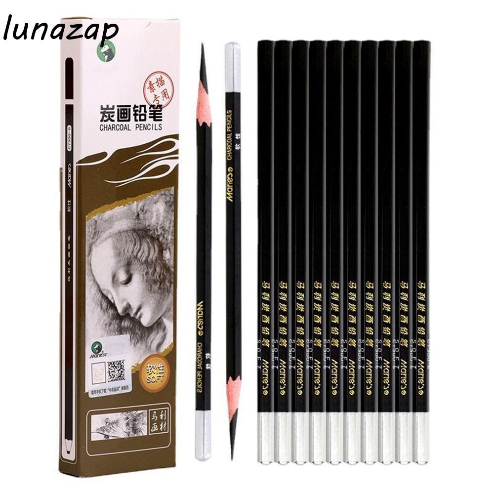 LUNAZAP 12 ชิ้นดินสอ Professional Art นักเรียน 3B 4B 5B 6B Soft Charcoal 12B 14B ดินสอสีดํา 2B ดินสอ