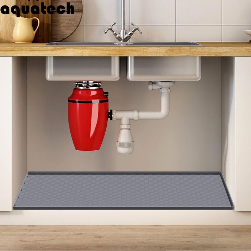 Aquatech Under Sink Mat, แผ่นรองท่อระบายน้ํากันน้ําซิลิโคน, ทนความร้อนแบบยืดหยุ่นทําความสะอาดง่าย Non-Slip Drip Proof ถาดบนโต๊ะอาหาร