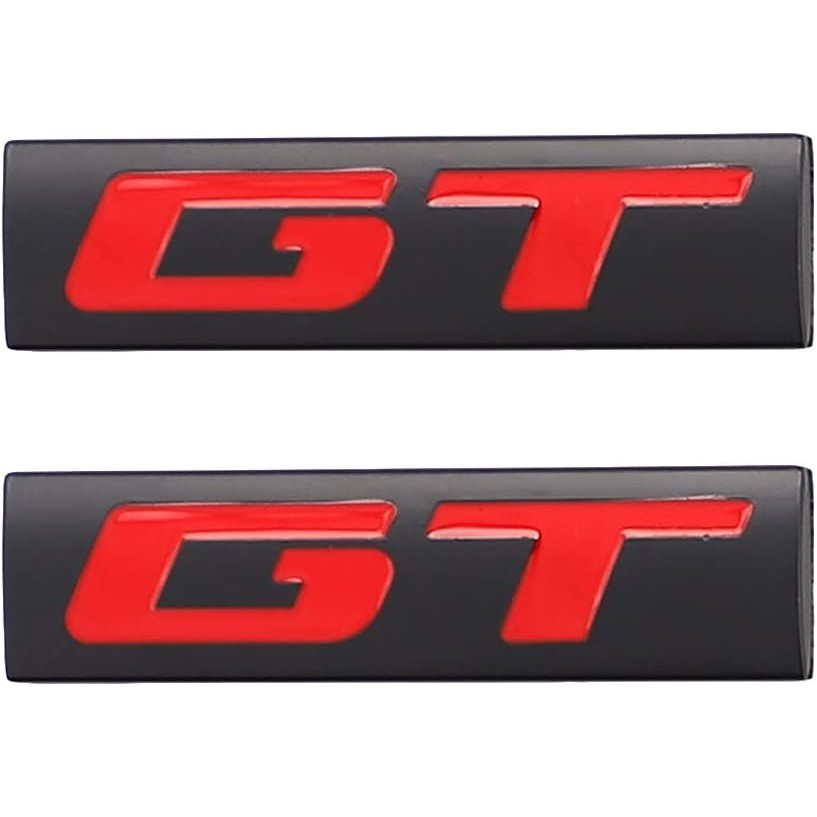 2 Pcs GT Emblem 3D โลหะป้ายป้าย Decal รถด้านหลังด้านหน้ากันชนป้ายสติกเกอร์สําหรับ Genesis Ford Musta