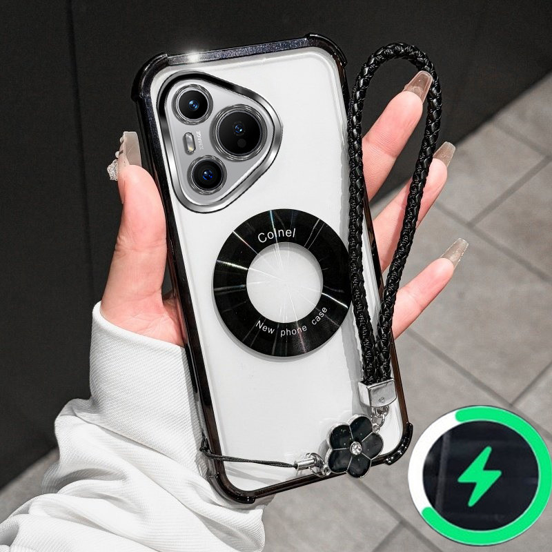 เหมาะสําหรับ Huawei p40 p50 p60 p70 p40 pro p50 pro 60 pro p70 pro เคสโทรศัพท์โปร่งใสนิ่มพร้อมสายคล้