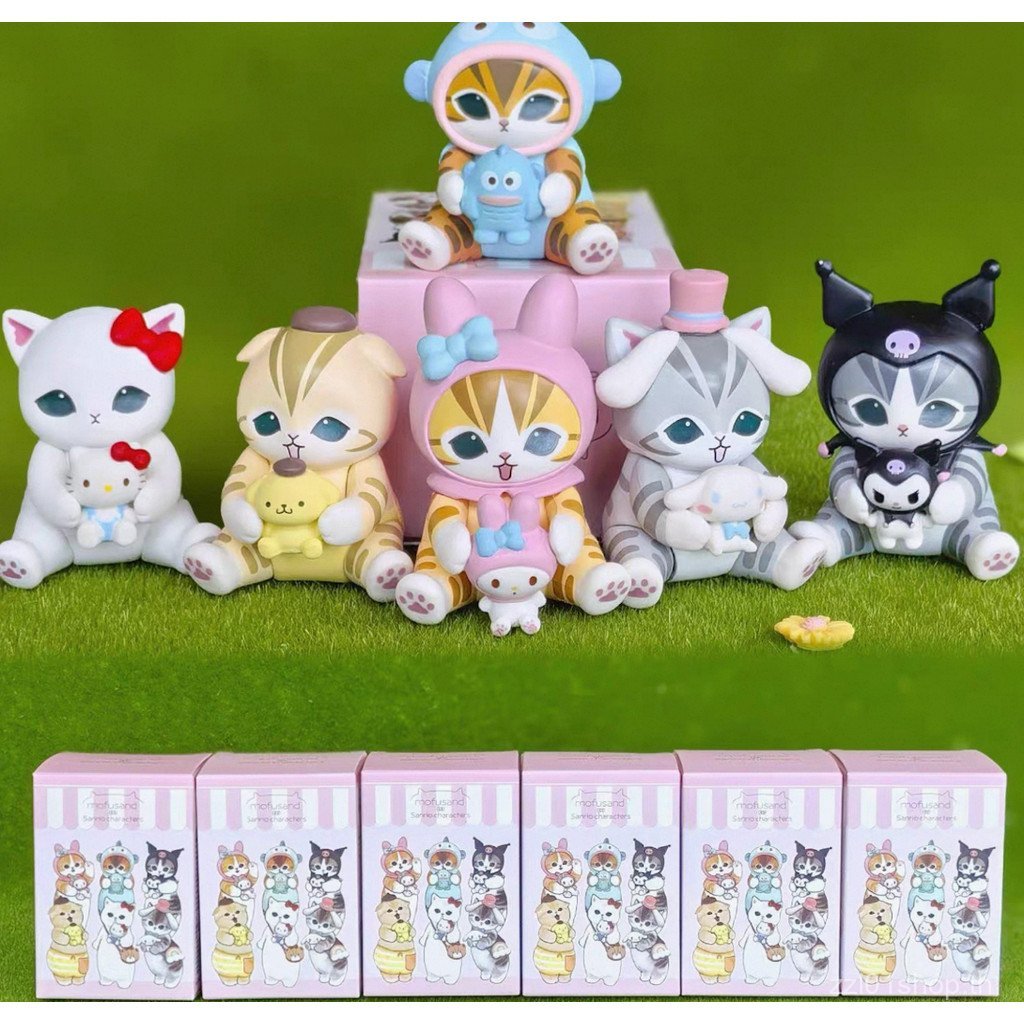 6pcs Mofusand Sanrio Cat Fushandi Cat Cosplay Kuromi My Melody Blind Box Dolls FLSI