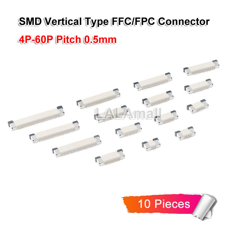 10 ชิ้น/ล็อต FFC FPC ซ็อกเก็ต Pitch 0.5 มม.คู่แถว SMD แนวตั้งประเภทริบบิ้นแบน 4P 5P 6P 7P 8P 9P 10P 
