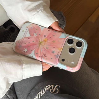 สําหรับIphone Case 17 Pro Max 16 Pro Max 15 Pro Max Star Pink Lily Flowerเคสโทรศัพท์