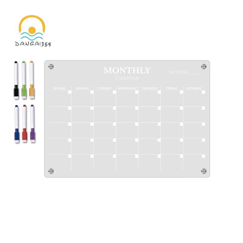 Dangai359Whiteboard Magnetic ปฏิทินรายเดือนสําหรับตู้เย็น-อะคริลิค Clear Dry Erase Plan Board