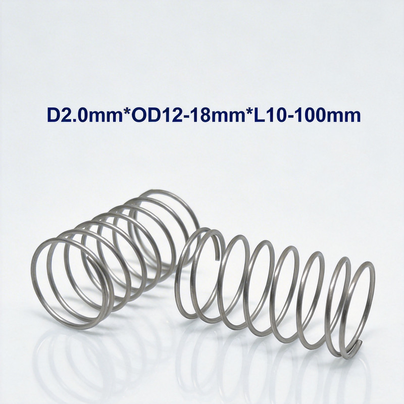 สปริงอัดสแตนเลส 304 แรงดันสูง ดูดซับแรงกระแทก สปริงคืนตัว ขนาด 2.0 mm * ความยาว 12-18mm*L10-100mm YEDA