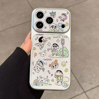 เคสโทรศัพท์ลายชินจังเครยอน ใช้ได้กับ iPhone 13/11/12/17/14/15 Pro Max/16 Pro/15 Plus ทำจากหนังแท้คุณภาพสูง กันกระแทกได้