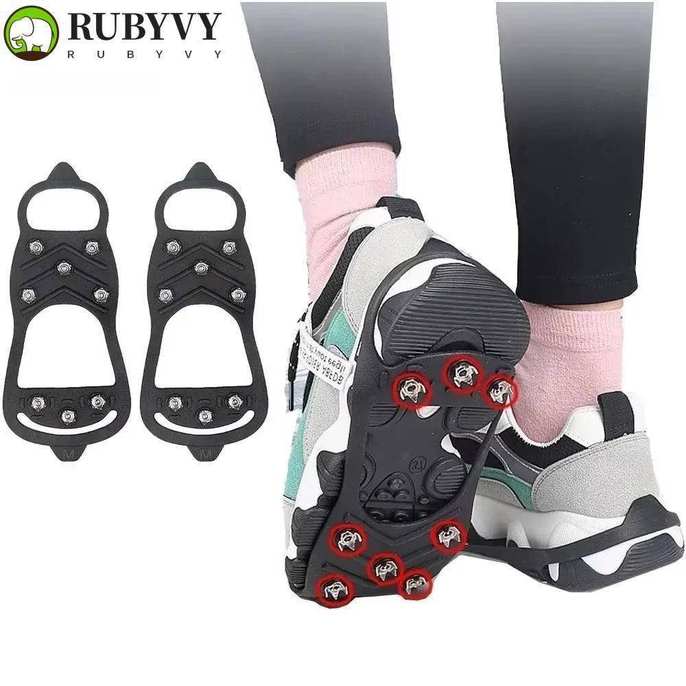 Rubyvy Ice Gripper Spike ขนาด 5/8 ฟันรองเท้า Crampons ป้องกันลื่น ใช้งานได้หลากหลาย
